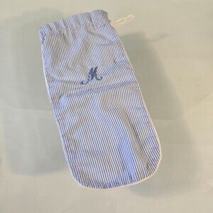 EXIMIOUS Of London Blue Personalized Letter M Travel Bag Pouch Sack FLAW